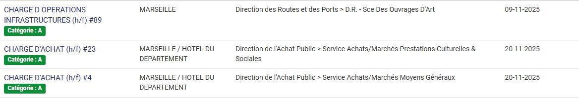 LES POSTES A POURVOIR EN INTERNE AU CD13 / CATEGORIES C, B ET A / LISTES ACTUALISEES AU 04 NOVEMBRE 2025