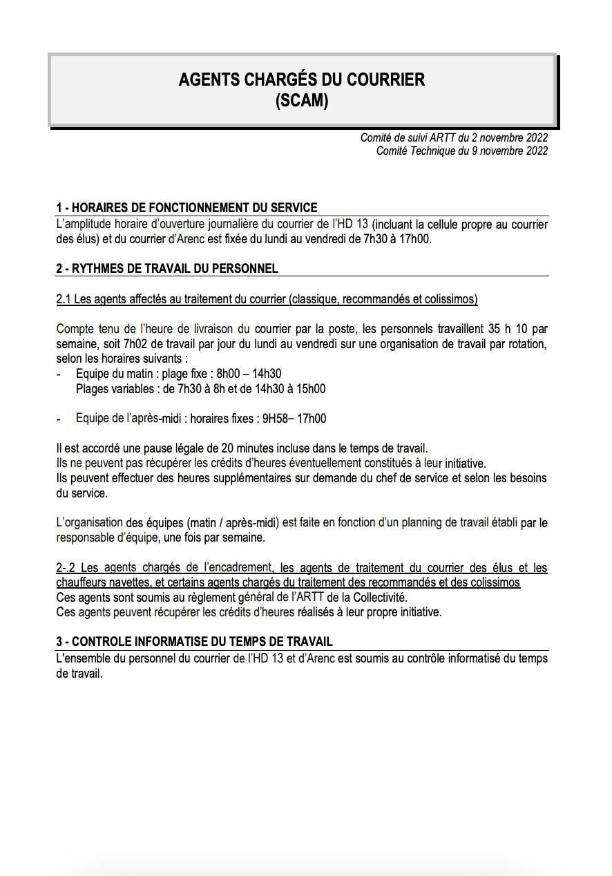 AGENTS CHARGÉS DU COURRIER (SCAM)