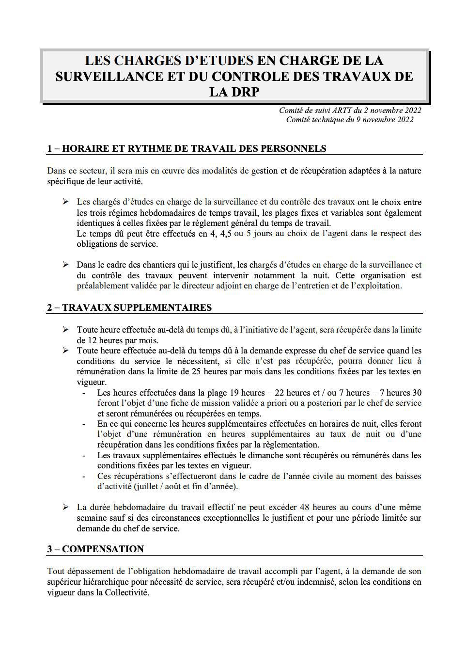 LES CHARGES D’ETUDES EN CHARGE DE LA SURVEILLANCE ET DU CONTROLE DES TRAVAUX DE LA DRP