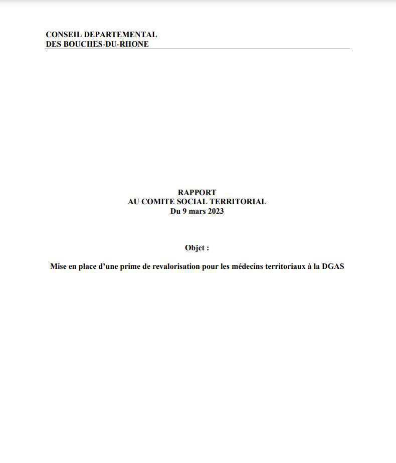 PRIME DE REVALORISATION DES MEDECINS / SEGUR DE SANTE PRIME DE REVALORISATION DES MEDECINS / SEGUR DE SANTE