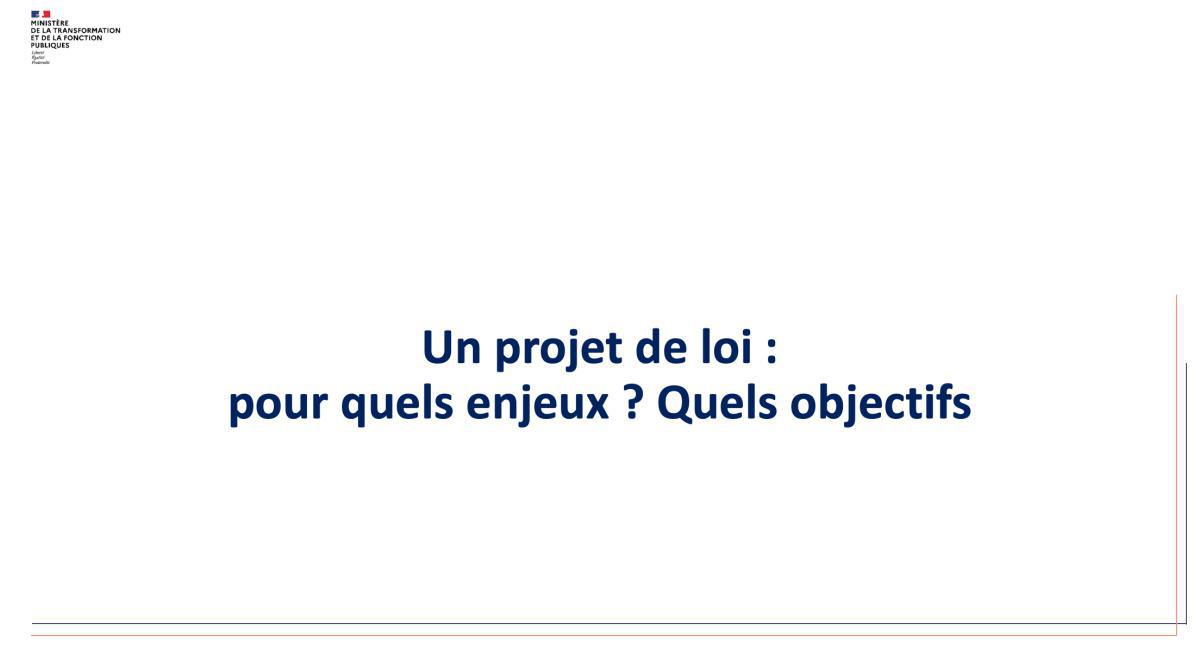 Partage des enjeux en vue d’un projet de loi pour l’efficacité de la fonction publique