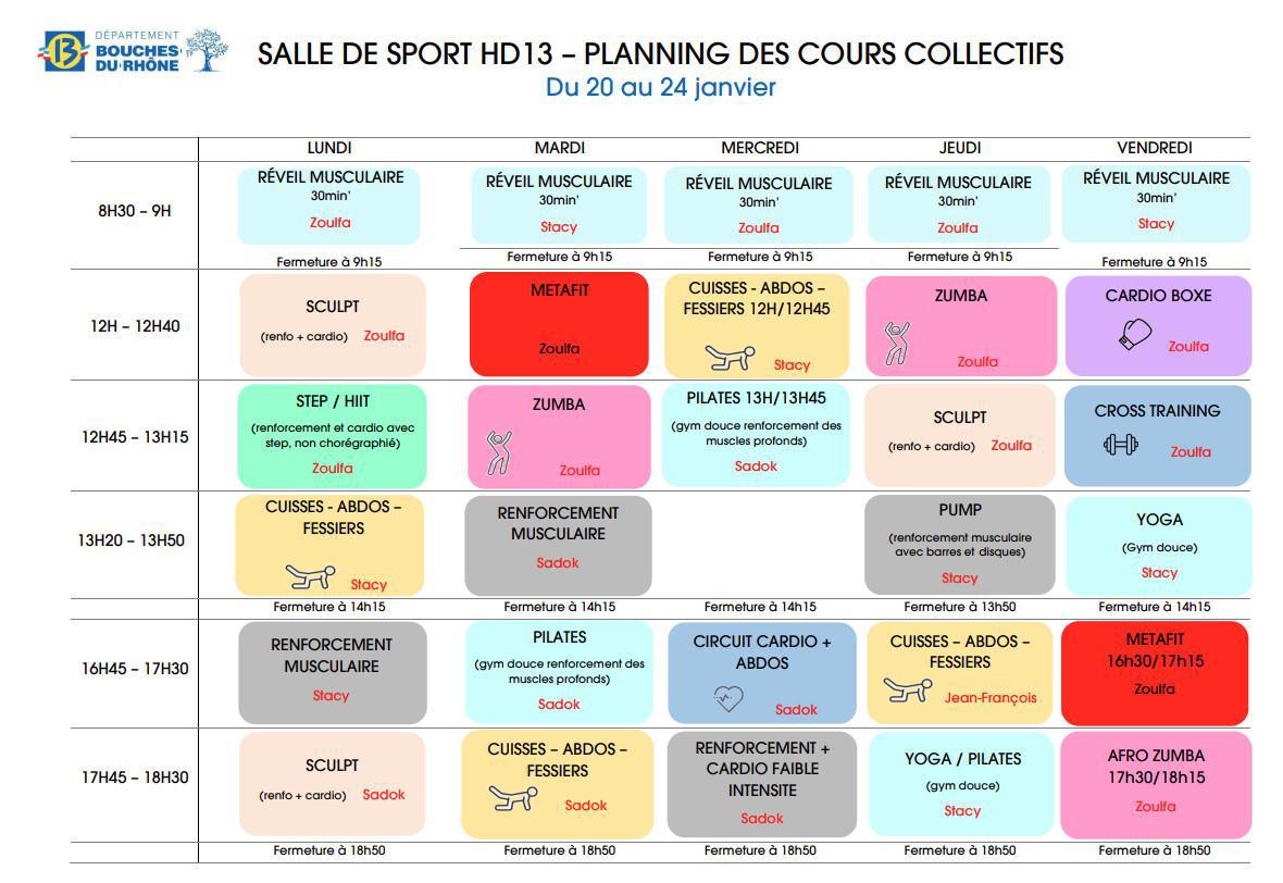 PROGRAMME SALLES DE SPORT / HD13 / ARENC / DU 20 AU 24 JANVIER 2025