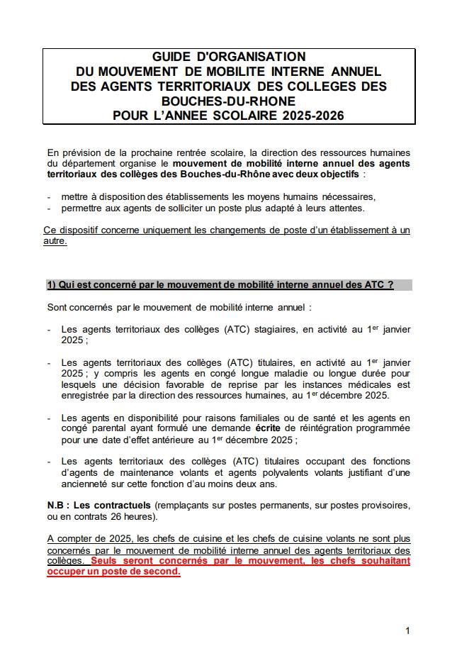 GUIDE D'ORGANISATION DU MOUVEMENT DE MOBILITE INTERNE ANNUEL DES AGENTS TERRITORIAUX DES COLLEGES DES BOUCHES-DU-RHONE POUR L’ANNEE SCOLAIRE 2025-2026