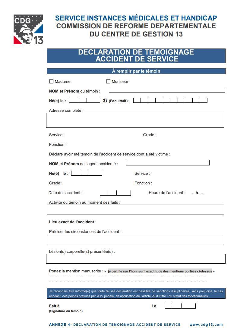 ACCIDENT DE TRAVAIL / TEMOIGNAGE