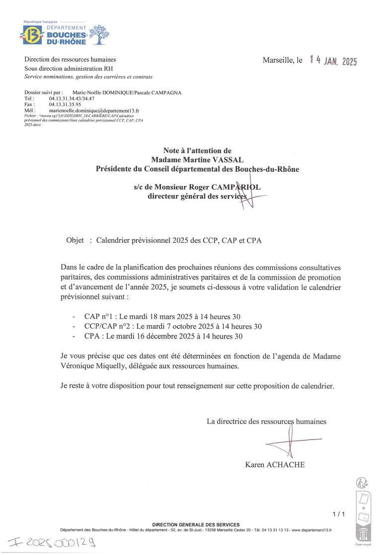 Calendrier prochaines commissions pour l'année 2025
