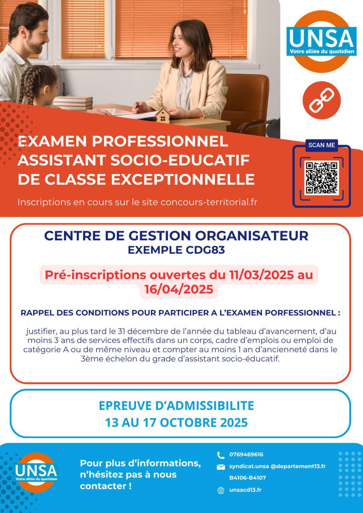 EXAMEN PROFESSIONNEL Assistant socio-éducatif classe exceptionnelle