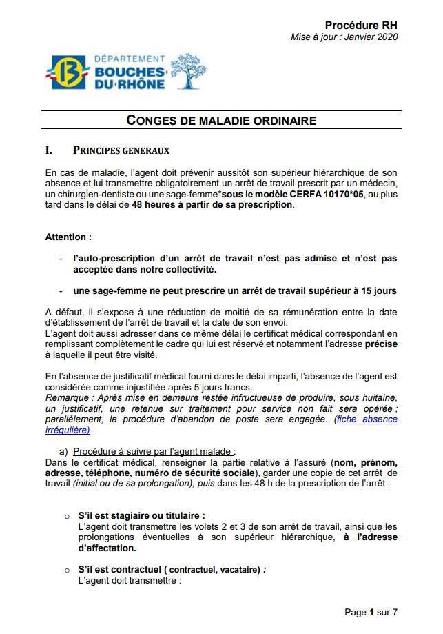 CMO / CONGE DE MALADIE ORDINAIRE
