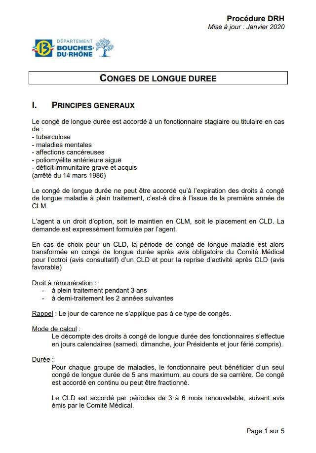 CLD / CONGE DE LONGUE DUREE