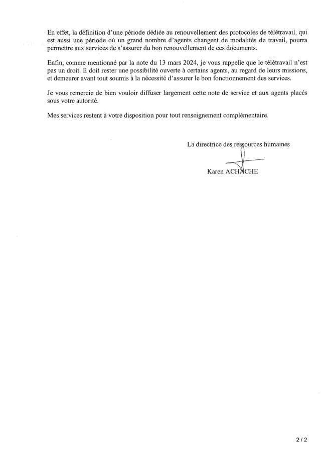 RENOUVELLEMENT DES PROTOCOLES DE TELETRAVAIL