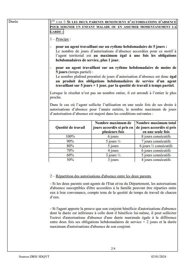 AUTORISATION D’ABSENCE POUR EVENEMENTS FAMILIAUX : SOIGNER UN ENFANT DE MOINS DE 16 ANS MALADE OU EN ASSURER MOMENTANEMENT LA GARDE