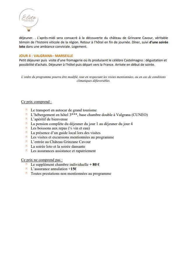 Séjour dans le piémont du 12 au 15 mai 2025 / ESCAPADE 13