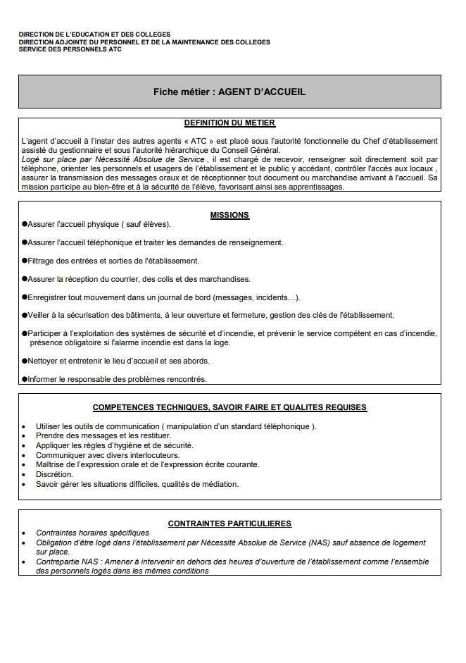 Réponse à UNSA - missions des agents d'accueil dans les collèges