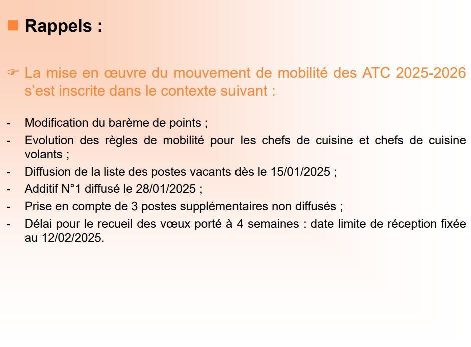 Résultats mouvement de mobilité des ATC 2025 / DEC / CD13