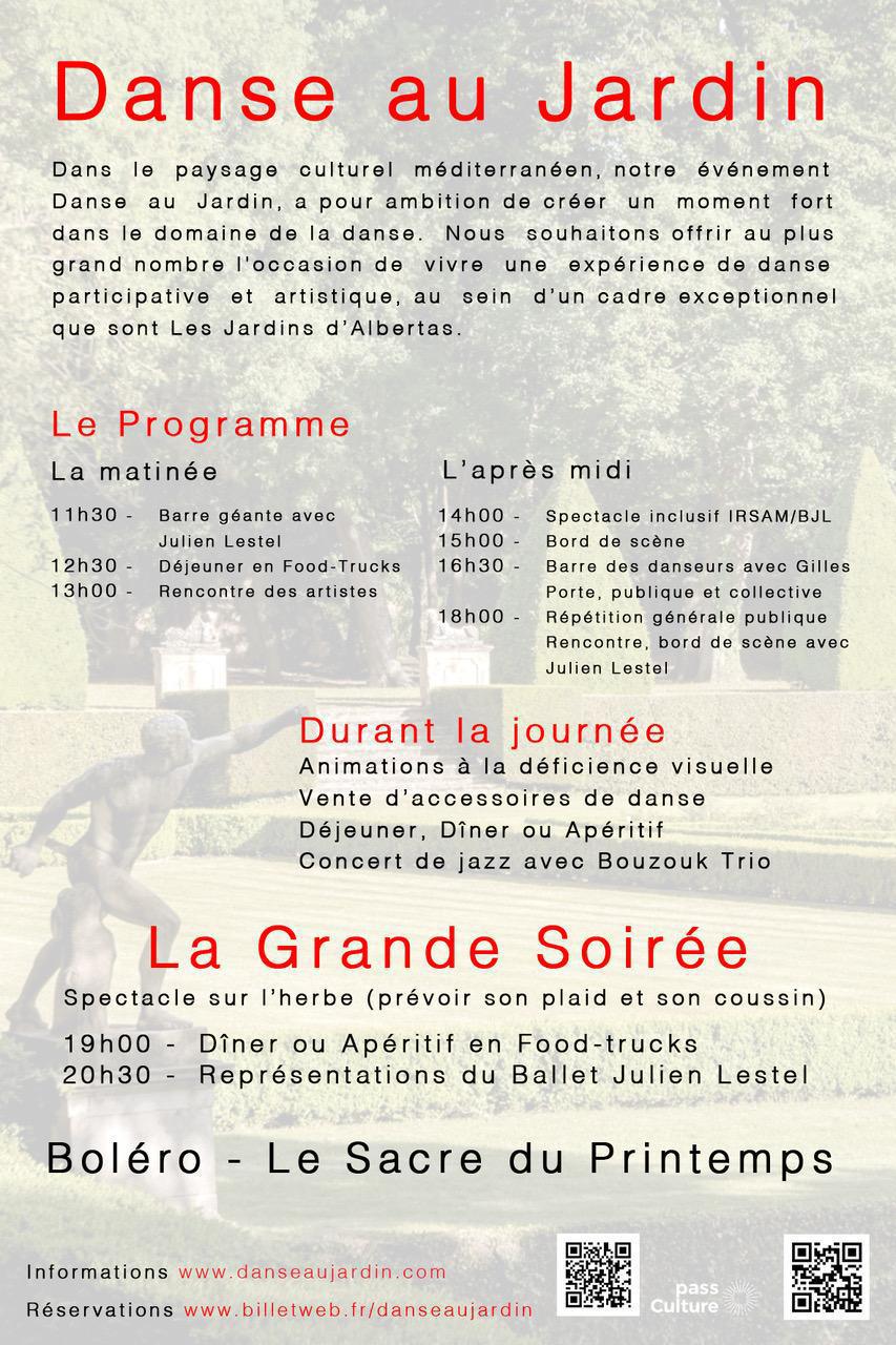 Le BJL et l'IRSAM présentent : DANSE AU JARDIN, Les Jardins d'Albertas, samedi 28 juin 2025 / Communication ESCAPADE13