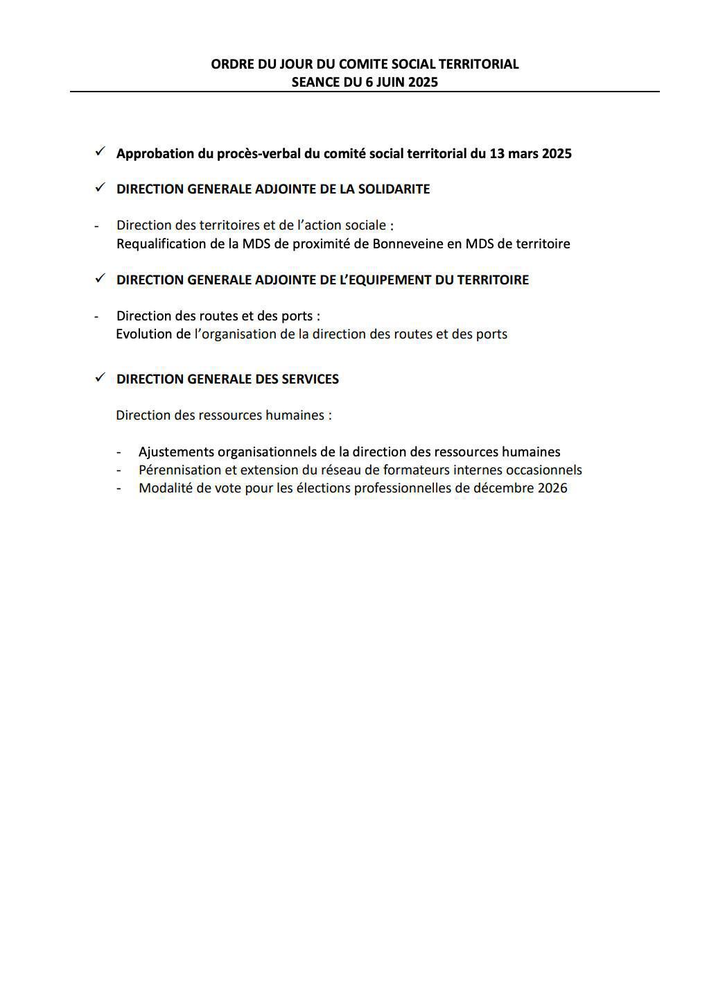 Comité social territorial du 6 juin 2025 / CD13 / Les dossiers présentés / Le retour du CST 