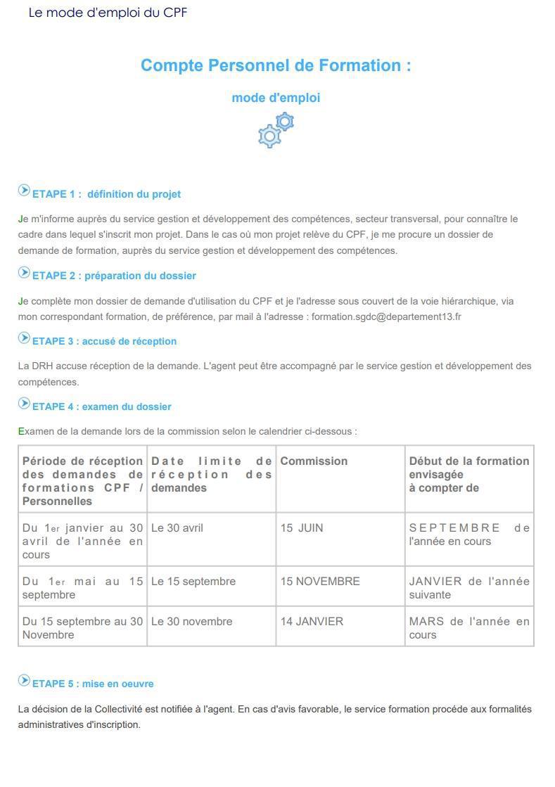 COMPTE PERSONNEL DE FORMATION COMPTE PERSONNEL DE FORMATION