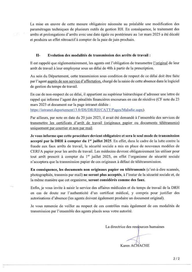 Nouvelles modalités de transmission des arrêts de travail à compter du 1er juillet 2025