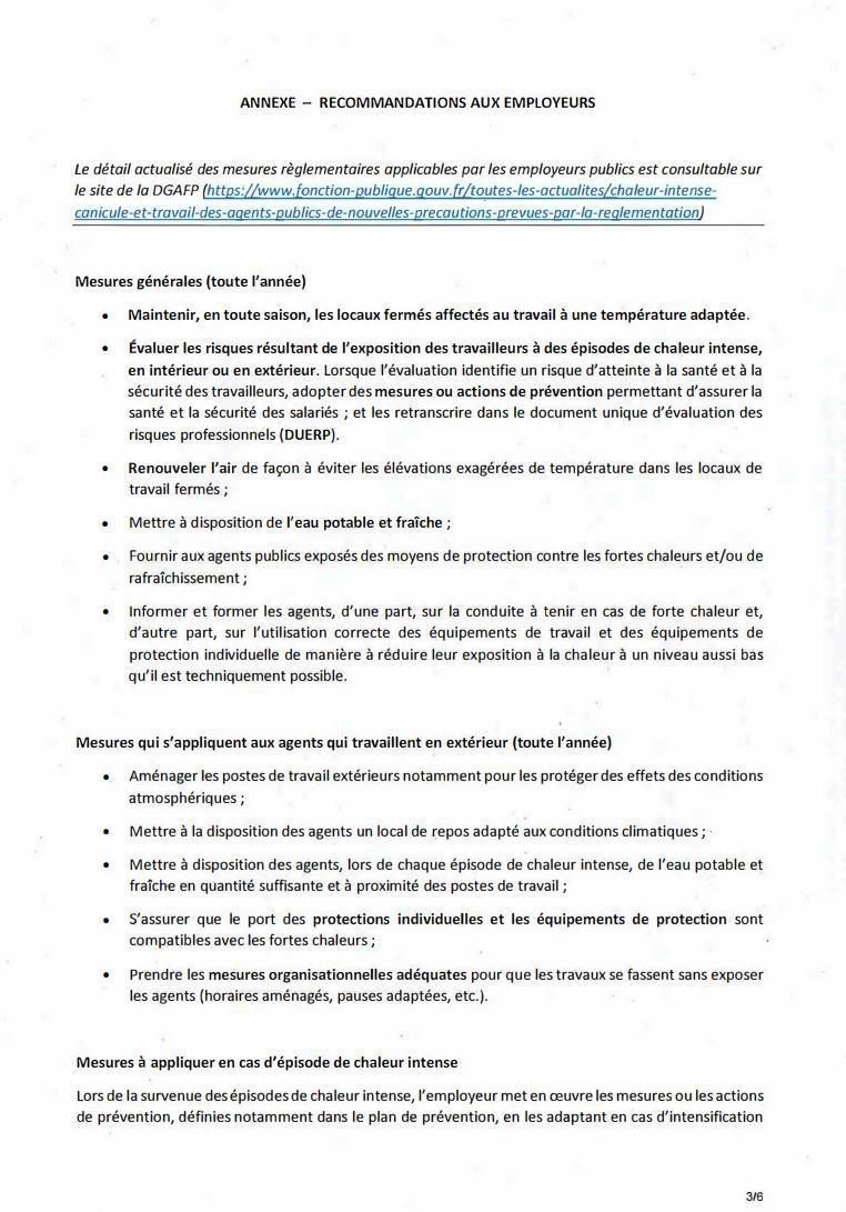 PLAN CANICULE MIS EN PLACE DANS LA FONCTION PUBLIQUE