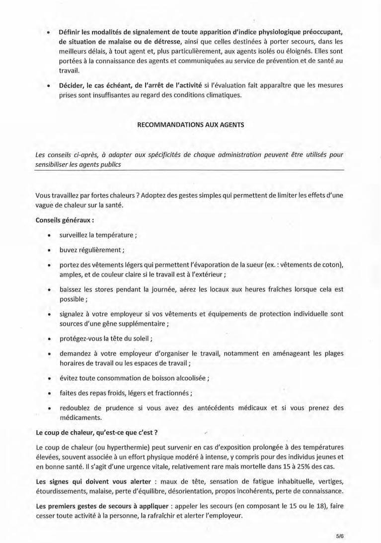 PLAN CANICULE MIS EN PLACE DANS LA FONCTION PUBLIQUE