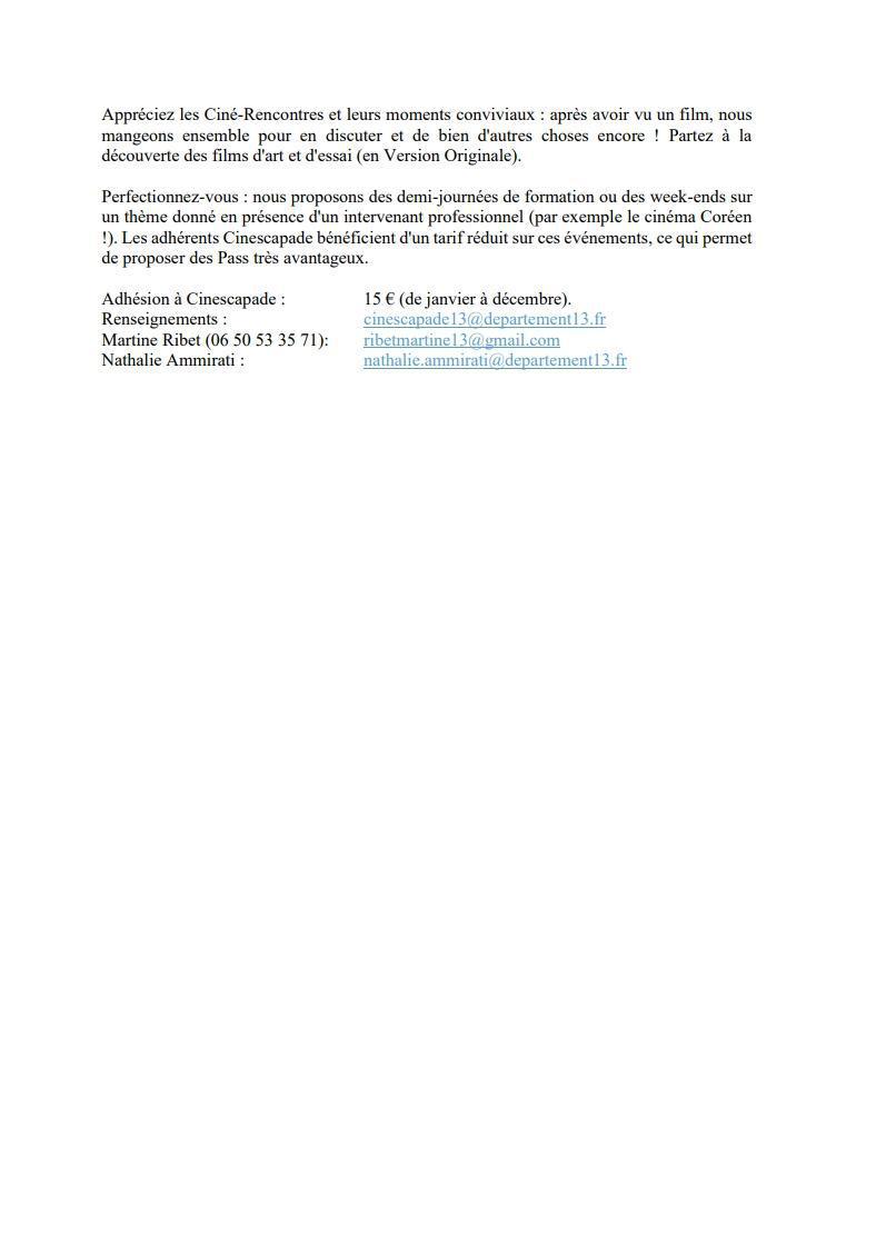 INFORMATION SUR LES SECTIONS LOISIRS D'ESCAPADE 13 / CD13