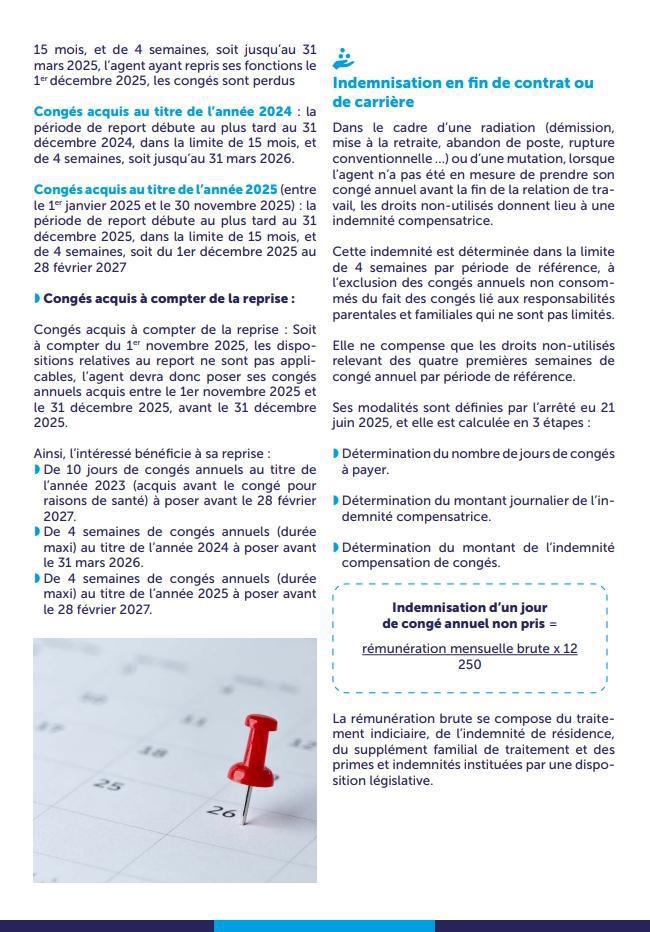 LE REPORT ET INDEMNISATION DES CONGÉS NON PRIS