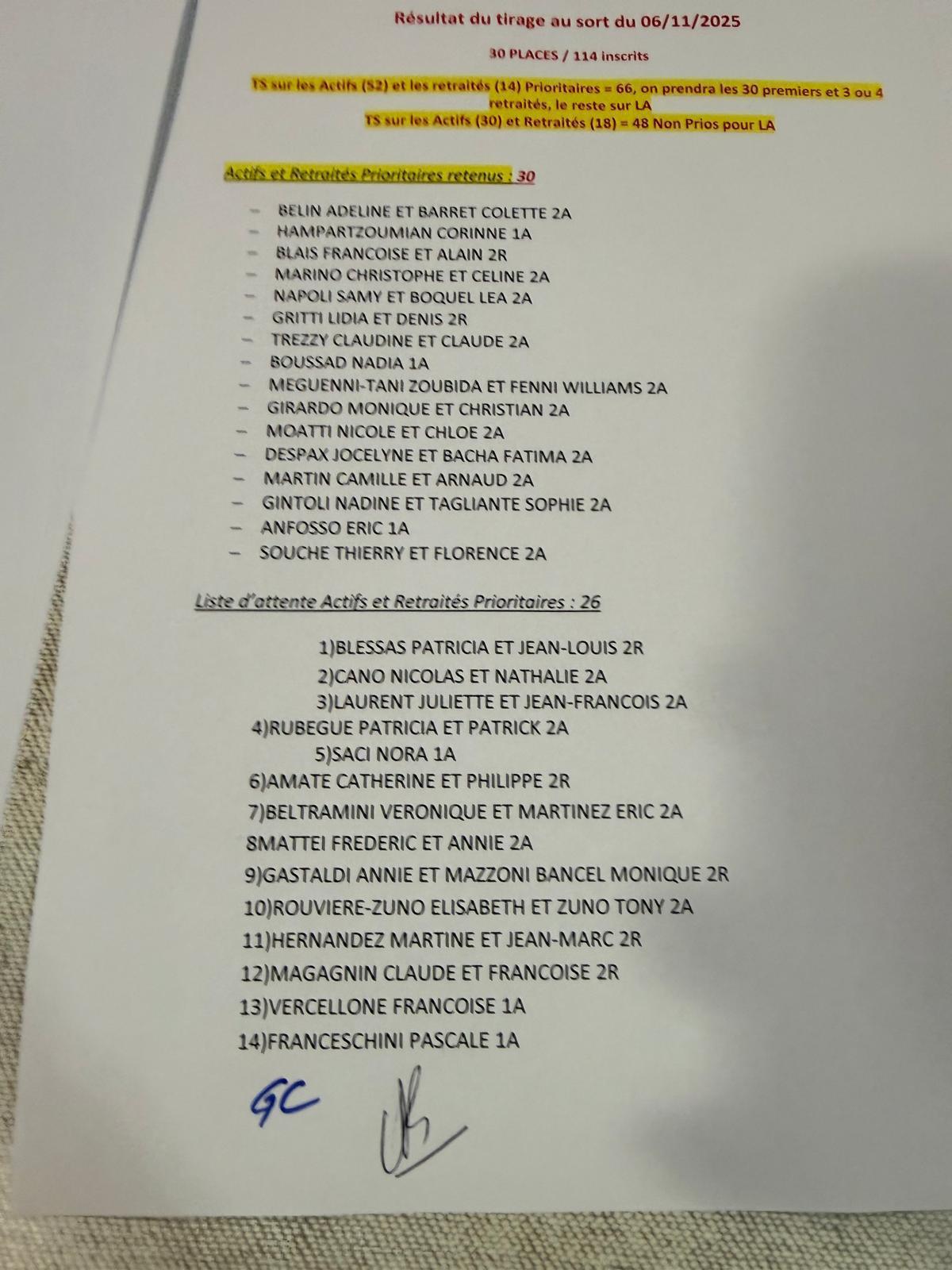 TIRAGES AU SORT ESCAPADE 13 / EN PRESENCE DES SYNDICATS / CD13