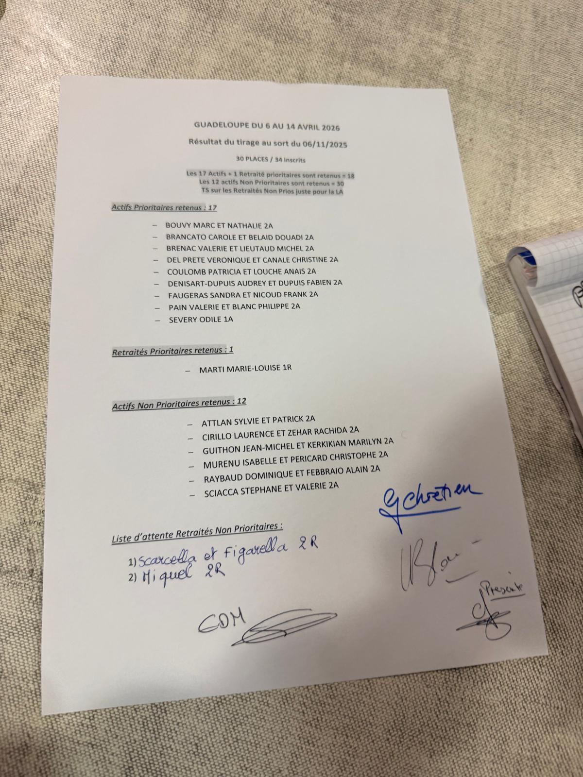 TIRAGES AU SORT ESCAPADE 13 / EN PRESENCE DES SYNDICATS / CD13