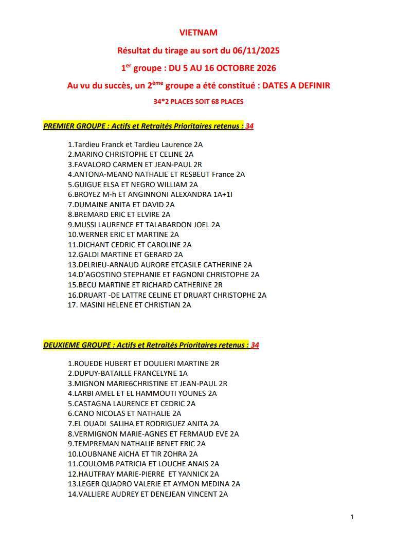 TIRAGES AU SORT ESCAPADE 13 / EN PRESENCE DES SYNDICATS / CD13