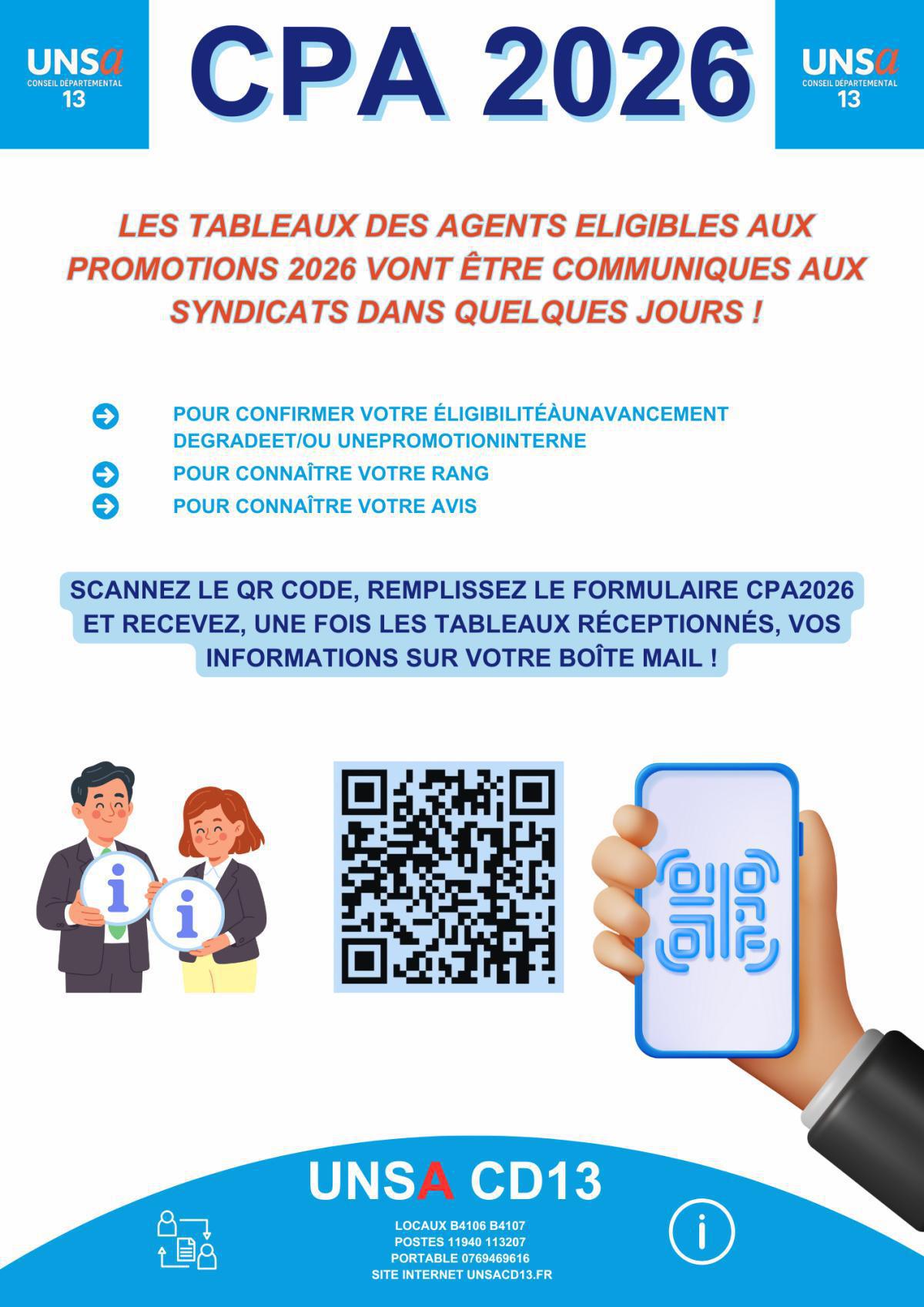 CPA 2026 / DEMANDEZ VOTRE RANG ET VOTRE AVIS A UNE EVENTUELLE PROMOTION INTERNE ET/OU UN AVANCEMENT DE GRADE
