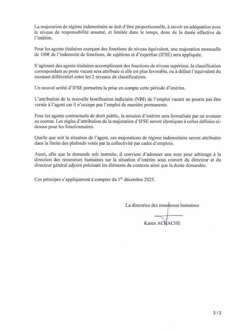 PRINCIPES DIRECTEURS POUR LA RECONNAISSANCE DE L'INTERIM / COMMUNICATION DRH CD13