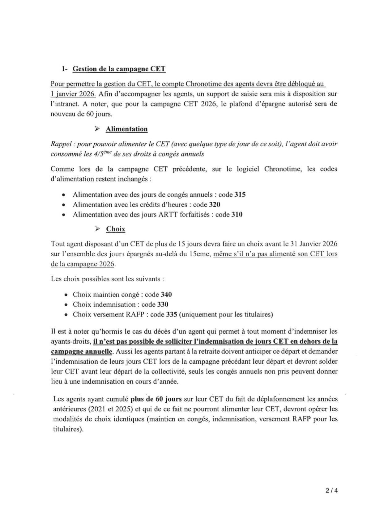 REGLES DU CET / REPORT DE CONGES 2025 / CD13