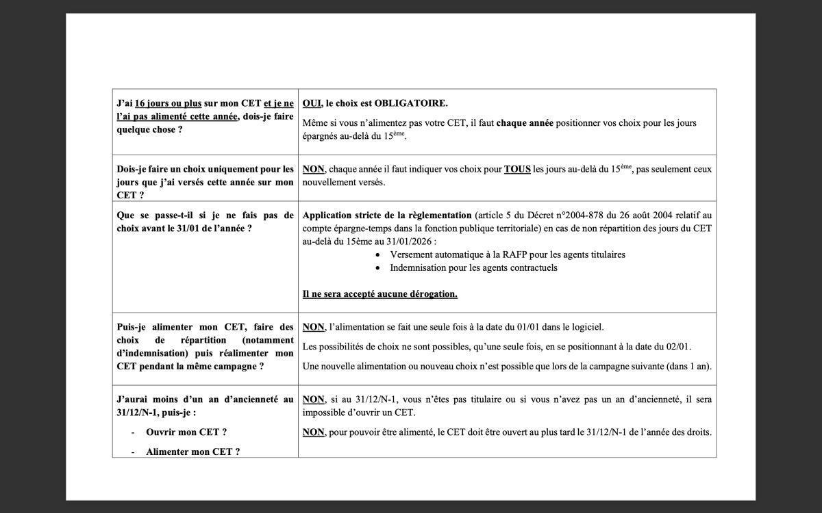 REGLES DU CET / REPORT DE CONGES 2025 / CD13