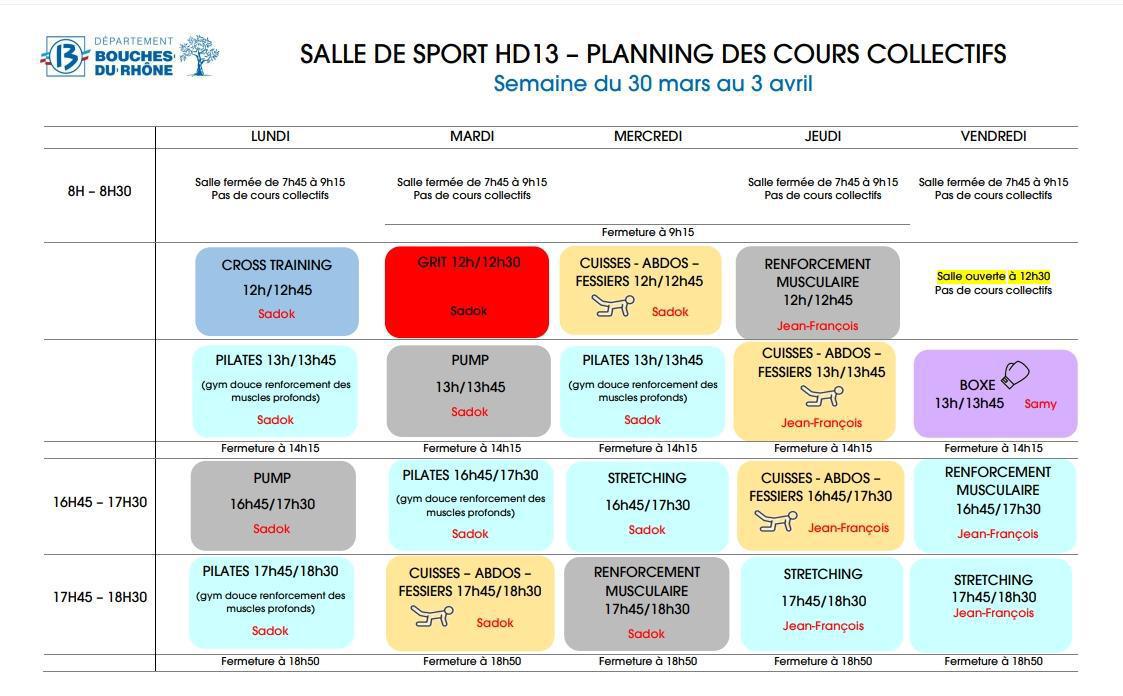 SALLES DE SPORT / HD13 ET ARENC / SEMAINE EN COURS