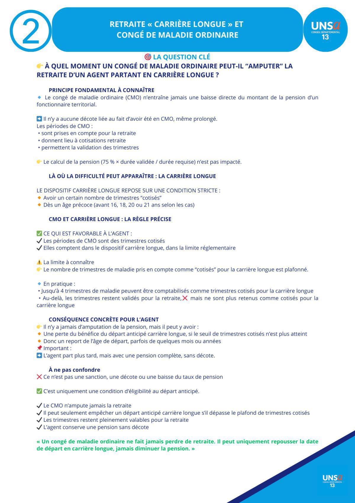 Retraite « carrière longue » et congé de maladie ordinaire