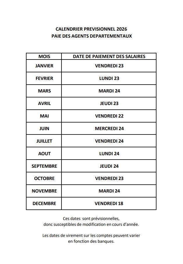 LUNDI 23 FEVRIER 2026 / PAIEMENT DES SALAIRES / CD13