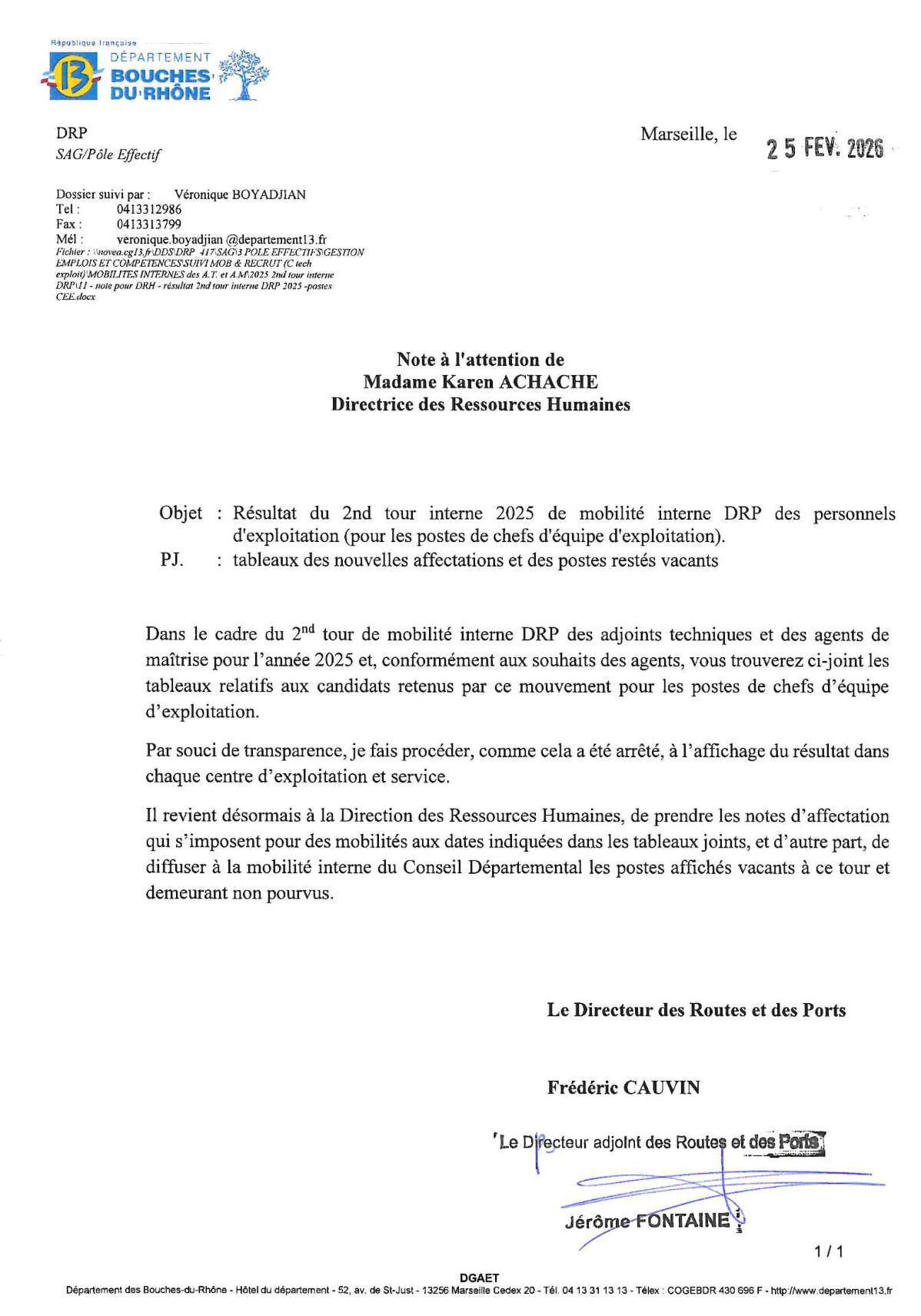 Résultats 2nd tour interne de mobilité DRP 2025 / CD13