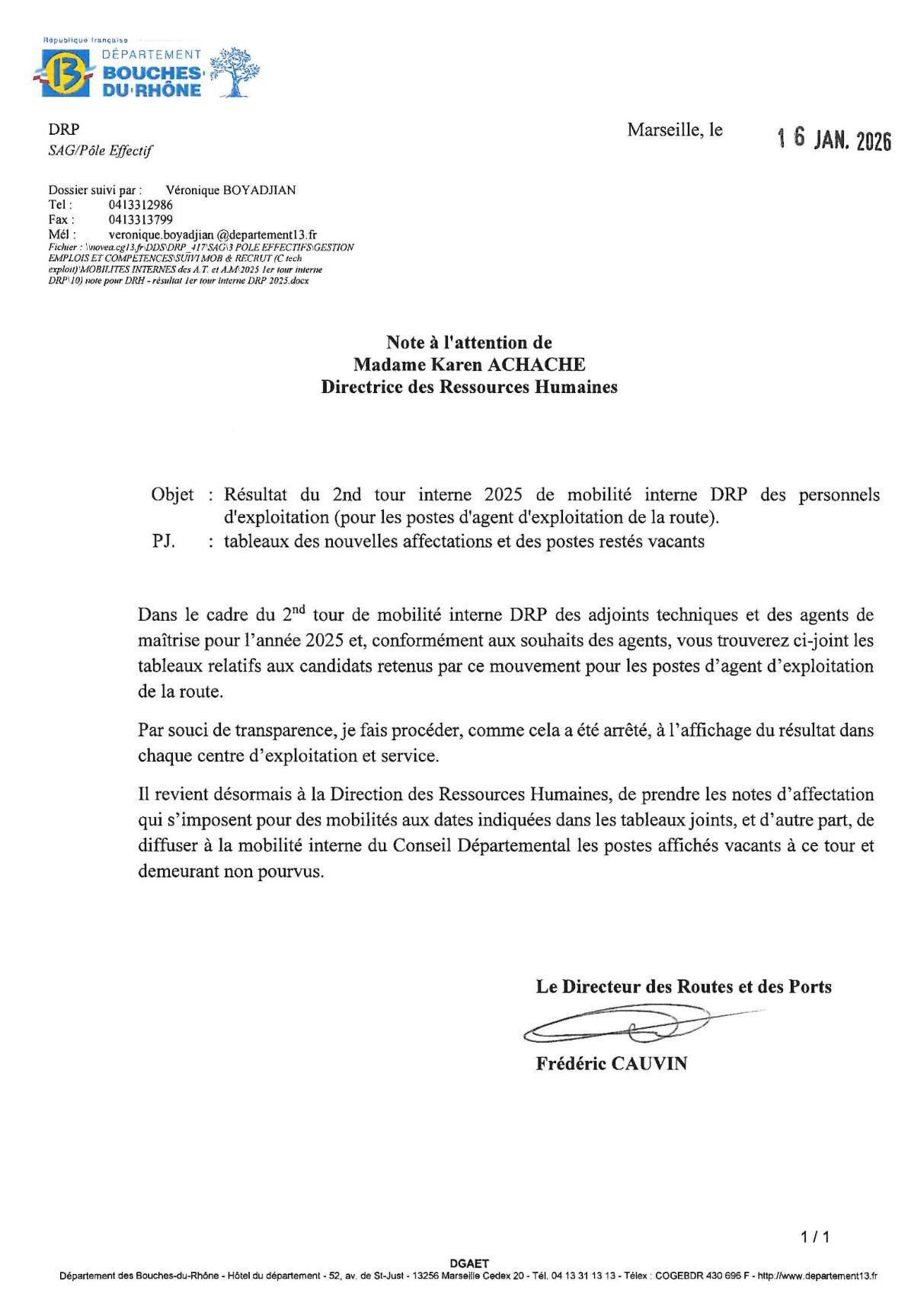 Résultats 2nd tour interne de mobilité DRP 2025 / CD13