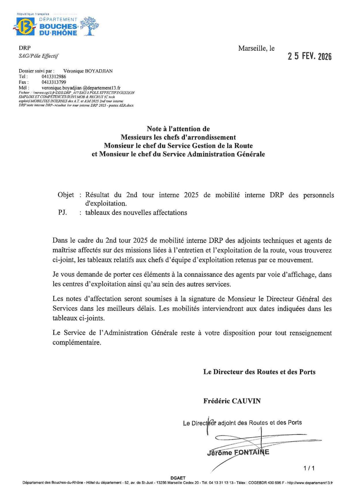 Résultats 2nd tour interne de mobilité DRP 2025 / CD13
