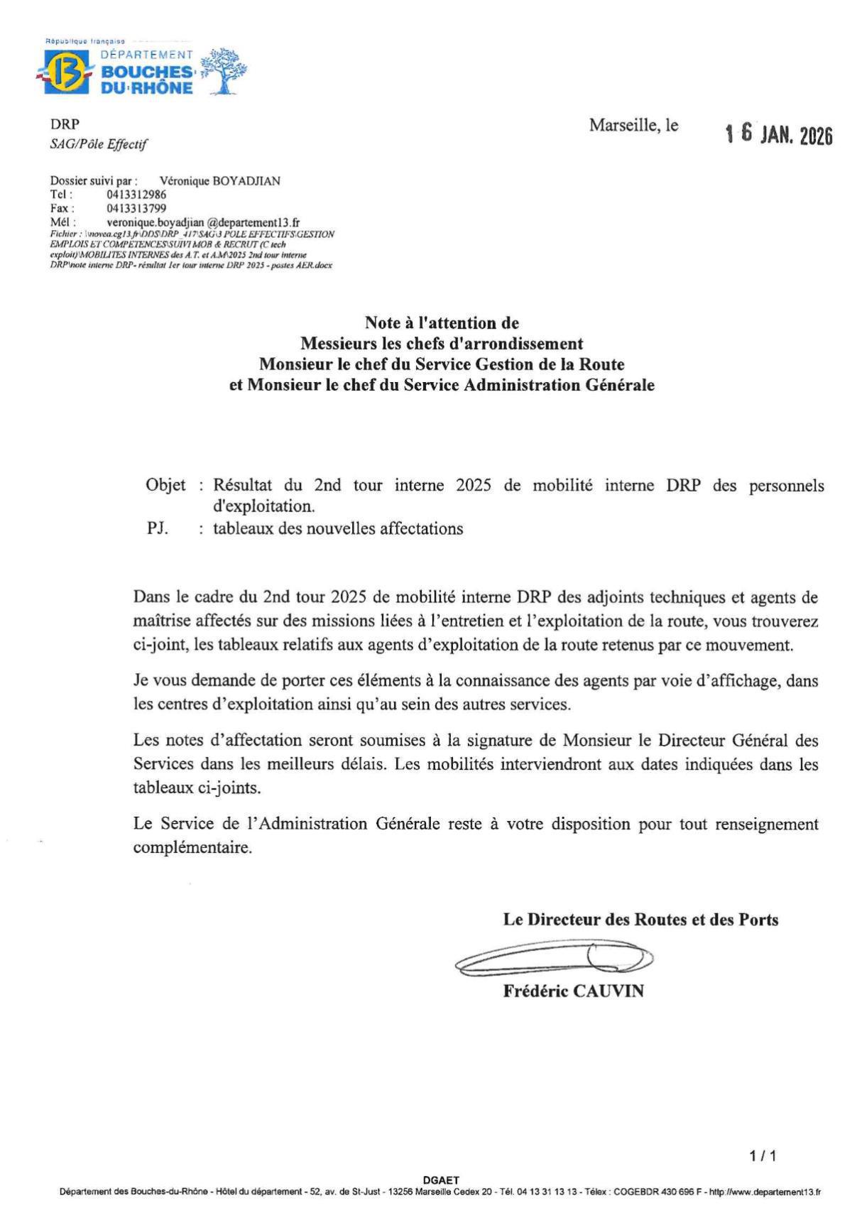 Résultats 2nd tour interne de mobilité DRP 2025 / CD13