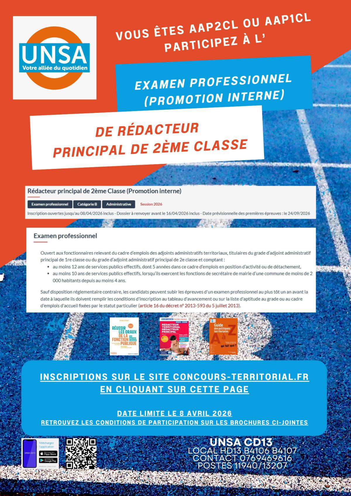 EXAMEN PROFESSIONNEL REDACTEUR PRINCIPAL DE 2ème CLASSE / PROMOTION INTERNE / Inscription ouvertes jusqu'au 08/04/2026 inclus - Dossier à renvoyer avant le16/04/2026 inclus - Date prévisionnelle des premières épreuves : le 24/09/2026