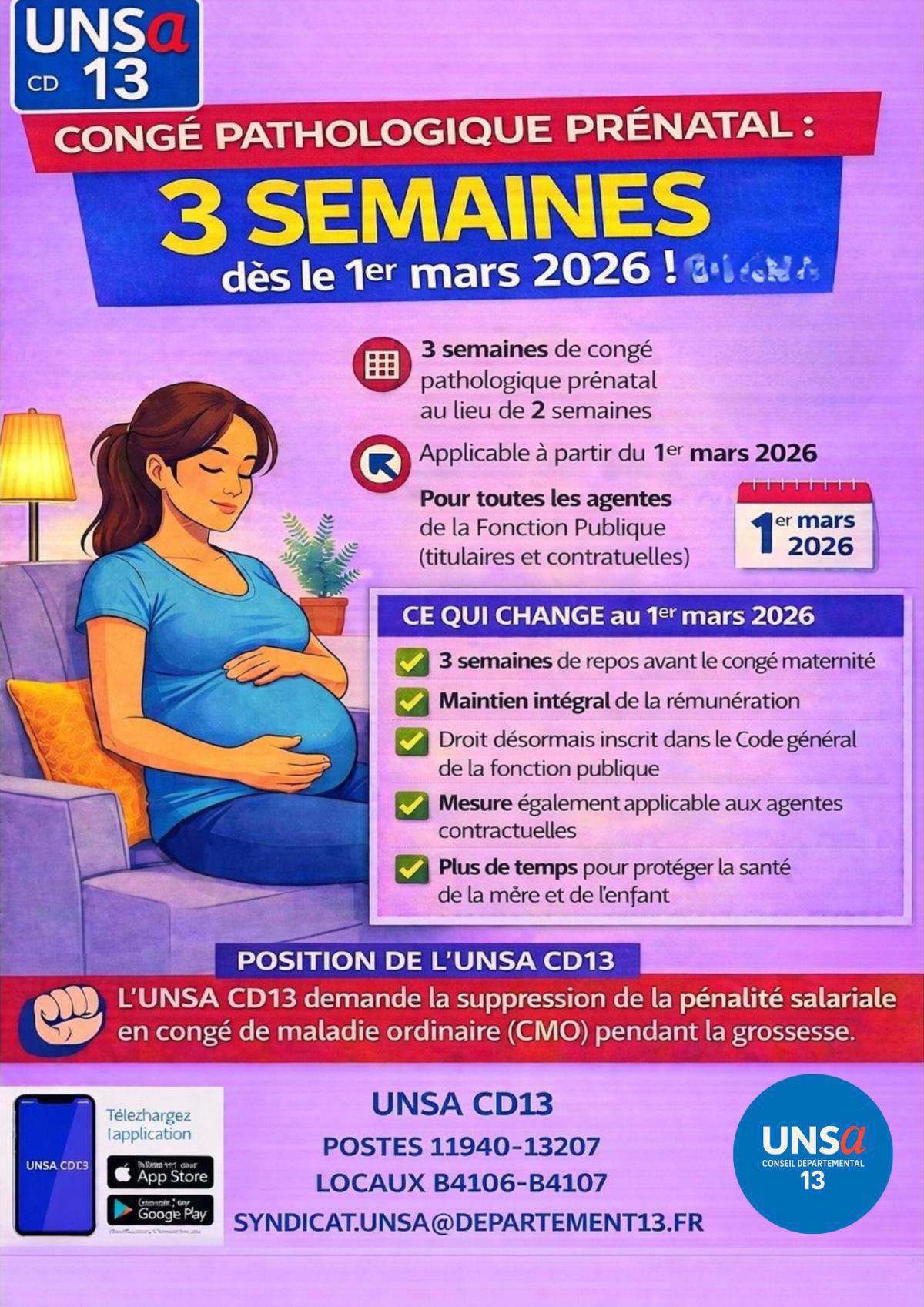 Congé pathologique prénatal : une troisième semaine accordée à compter du 1er mars !