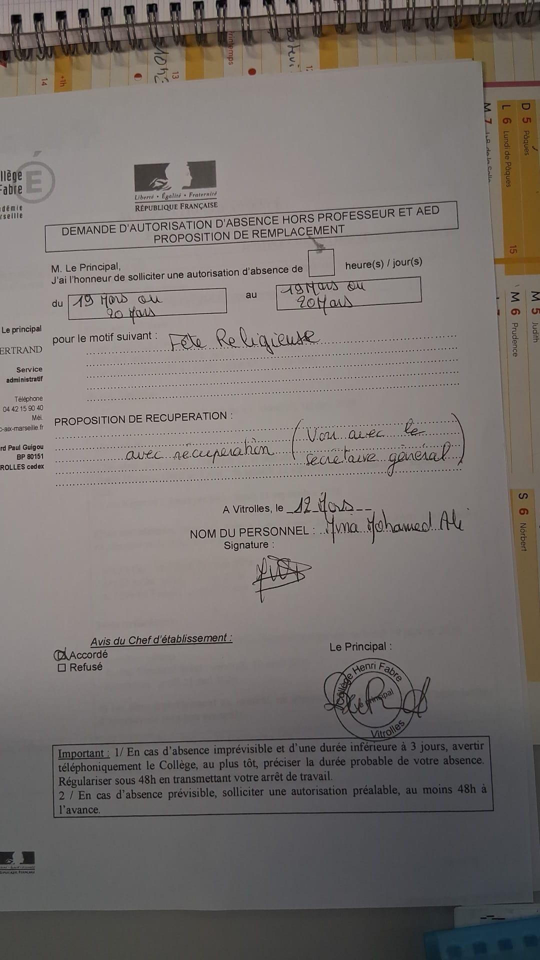 JOURS RELIGIEUX / RAPPELS DES DROITS DES AGENTS DE CONFESSION MUSULMANE / OCTROI DE L'AÏD /CD13 JOURS RELIGIEUX / RAPPELS DES DROITS DES AGENTS DE CONFESSION MUSULMANE / OCTROI DE L'AÏD /CD13
