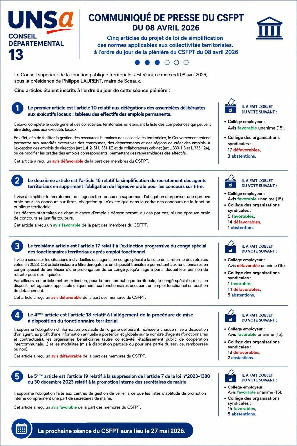 Communiqué de presse / CSFPT du 8 avril 2026