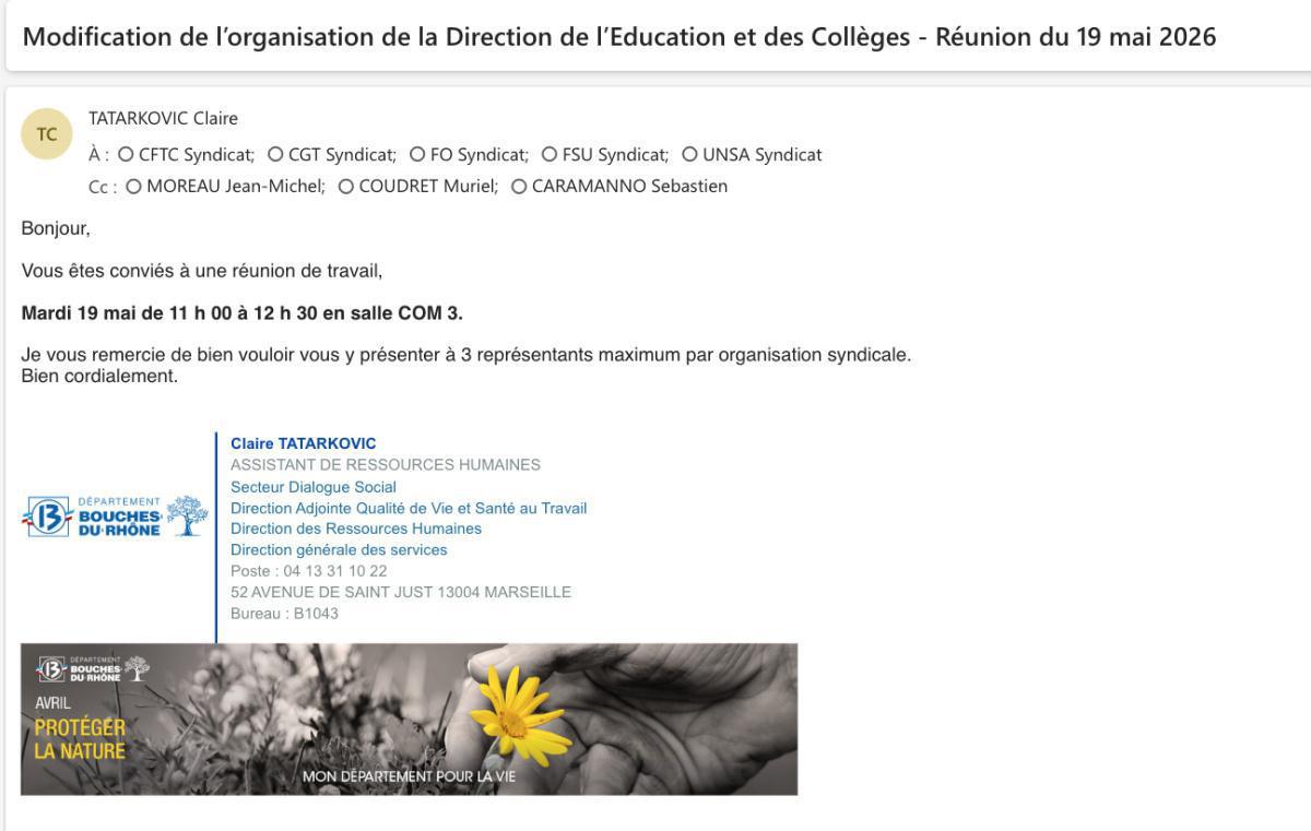 MODIFICATION DE L'ORGANISATION DE LA DEC