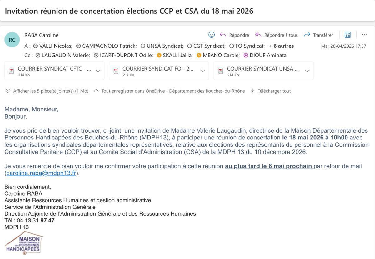 MDPH13 / INVITATION REUNION DE CONCERTATION EP CCP ET CSA DU 18 MAI 2026