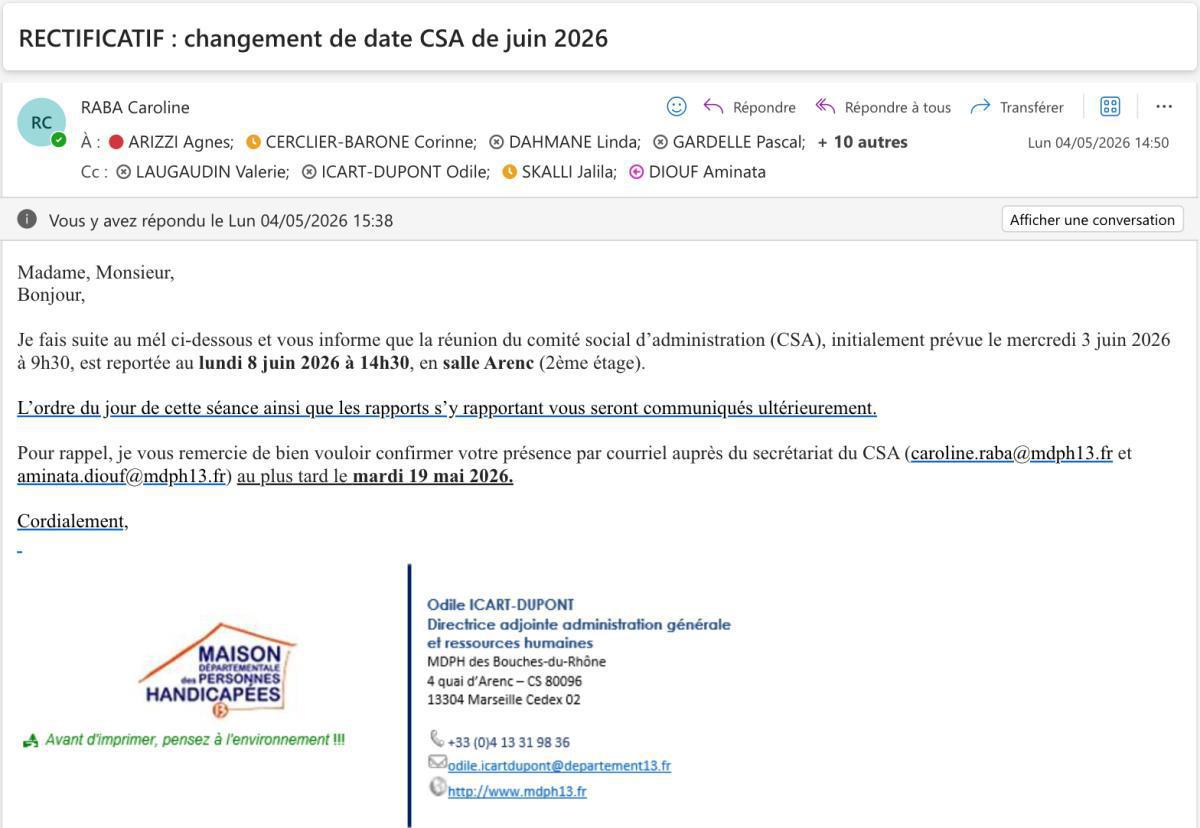 RETOUR SUR LE CSA MDPH13 PROGRAMME LE LUNDI 8 JUIN 2026
