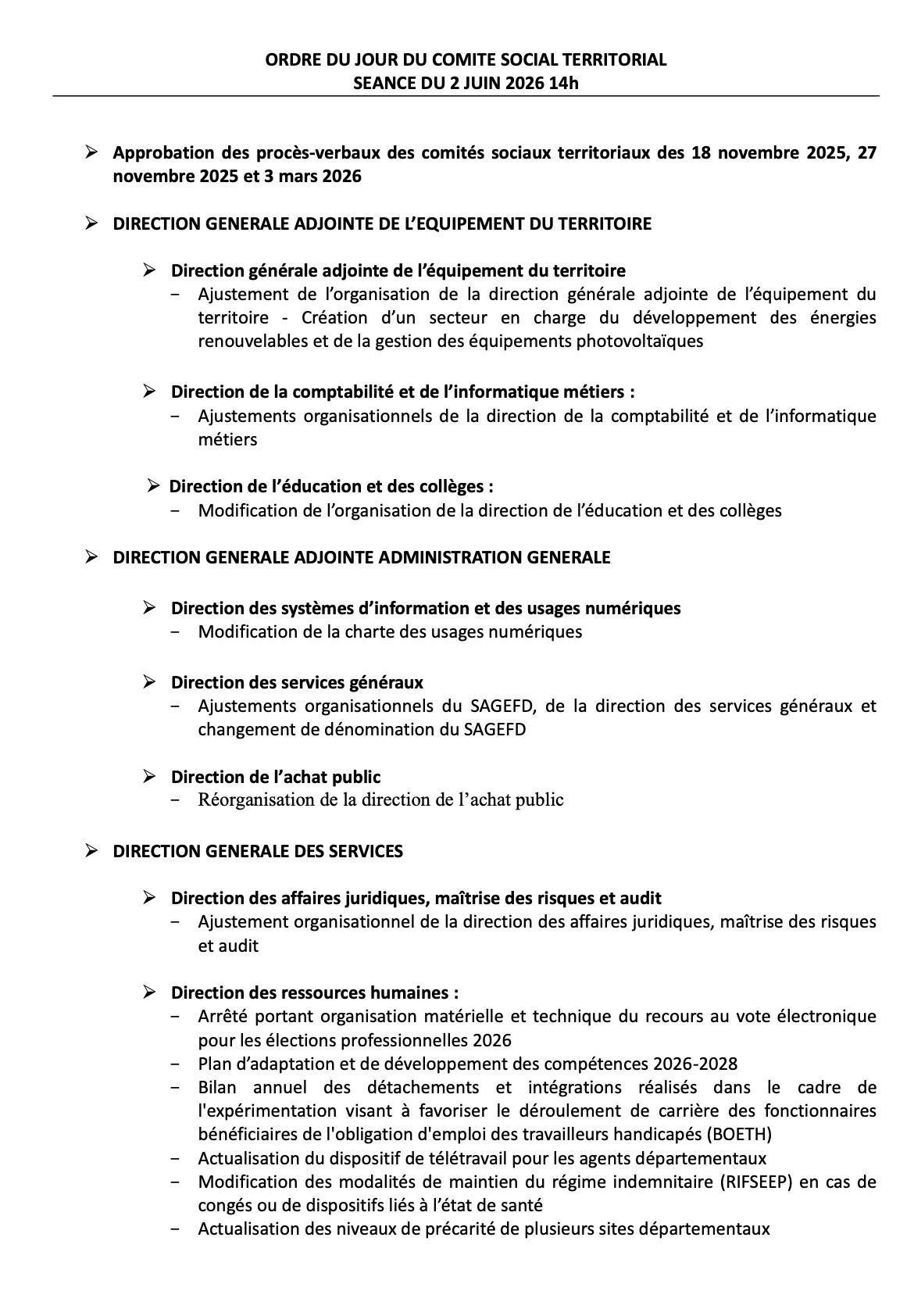 RETOUR SUR LE CST DU 2 JUIN 2026 / ODJ ET DOSSIERS PRESENTES / CD13