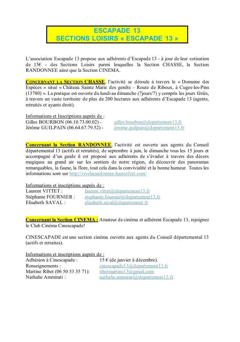 SECTION LOISIRS "ESCAPADE 13" / RAPPELS