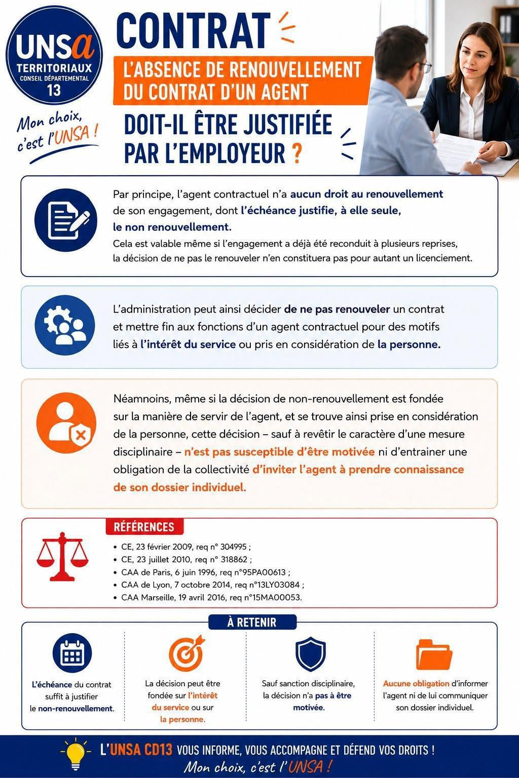 CONTRAT : "L'absence de renouvellement du contrat d'un agent doit-il être justifiée par l'employeur ?"