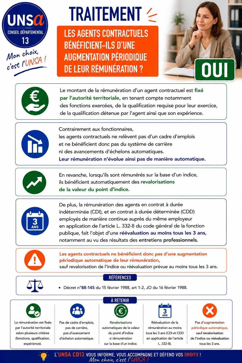TRAITEMENT : "Les agents contractuels bénéficient-ils d'une augmentation périodique de leur rémunération ?"